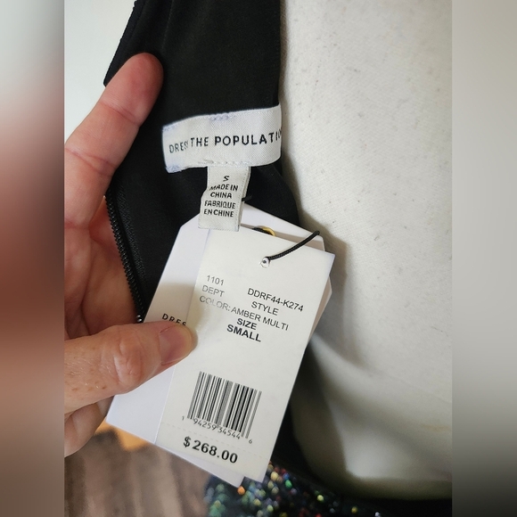 NWT Dress The Population Daphne Amber Elegant Multicolor Sequin Formal Dress - Picture 5 of 5